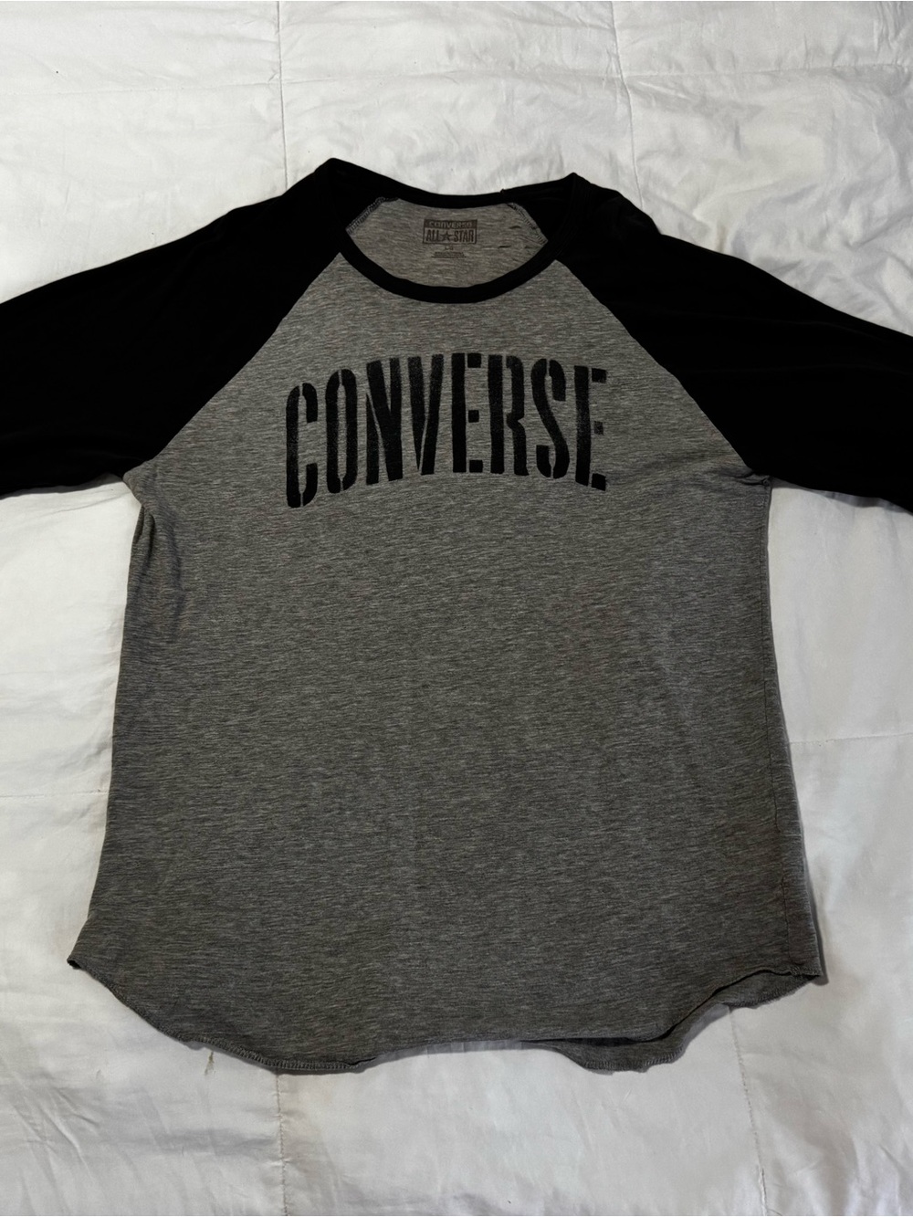 Converse Men’s Gray and Black Raglan 3/4 Sleeve Tee - Picture 4 of 7